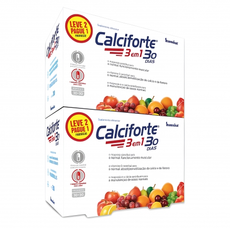 Calciforte 3 em 1 - 2x 30+30caps