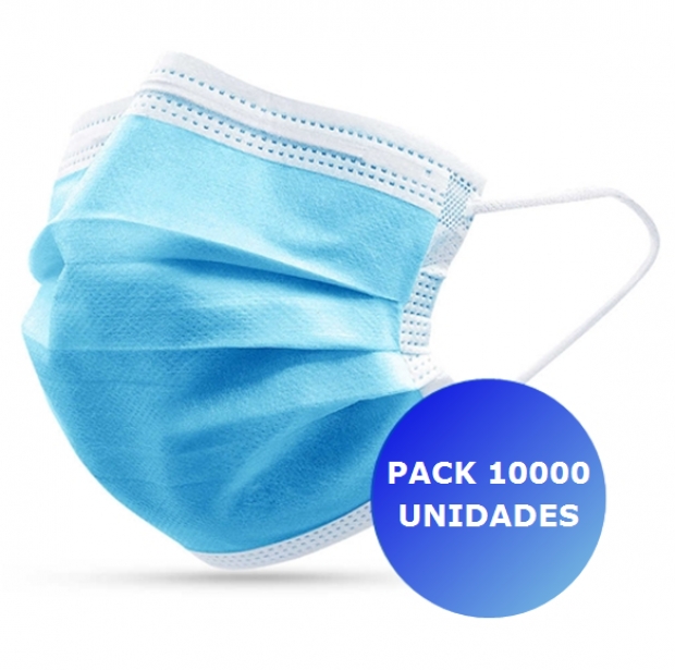 Pack 10000x Máscara Descartável 3 camadas