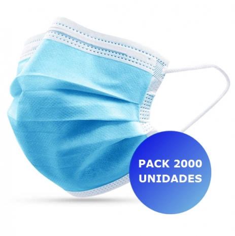 Pack 2000x Máscara Descartável 3 camadas